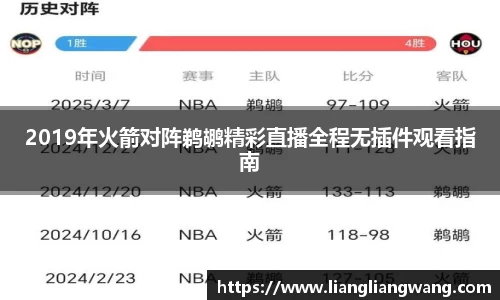 2019年火箭对阵鹈鹕精彩直播全程无插件观看指南